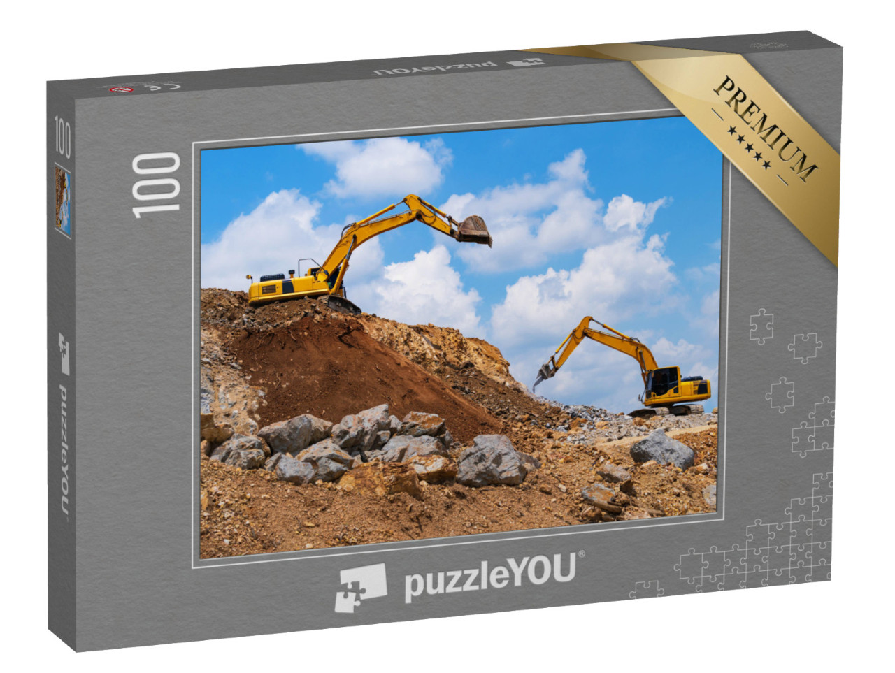 Puzzle 100 Teile „Bagger und Steinbrecher, Bergbau“