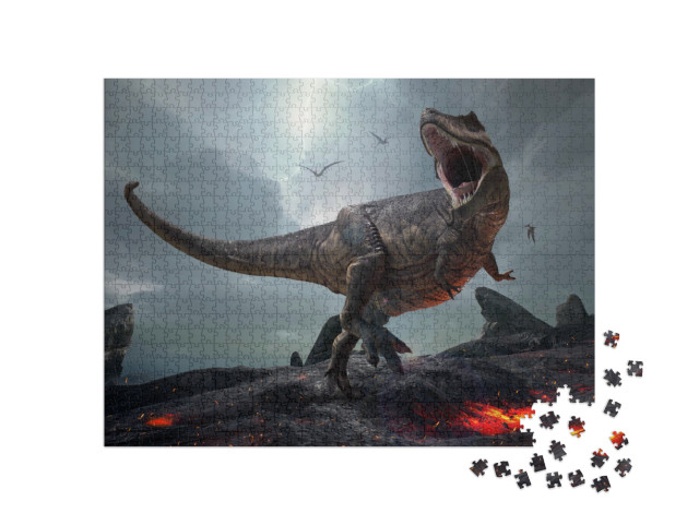 Puzzle 1000 Teile „3D-Rendering des Königs der Dinosaurier: Tyrannosaurus Rex“