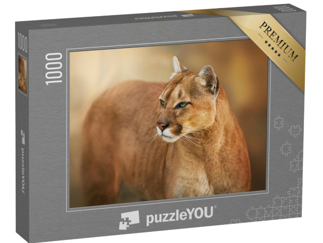 Puzzle 1000 Teile „Puma, anvisierender Blick aus grünen Augen“