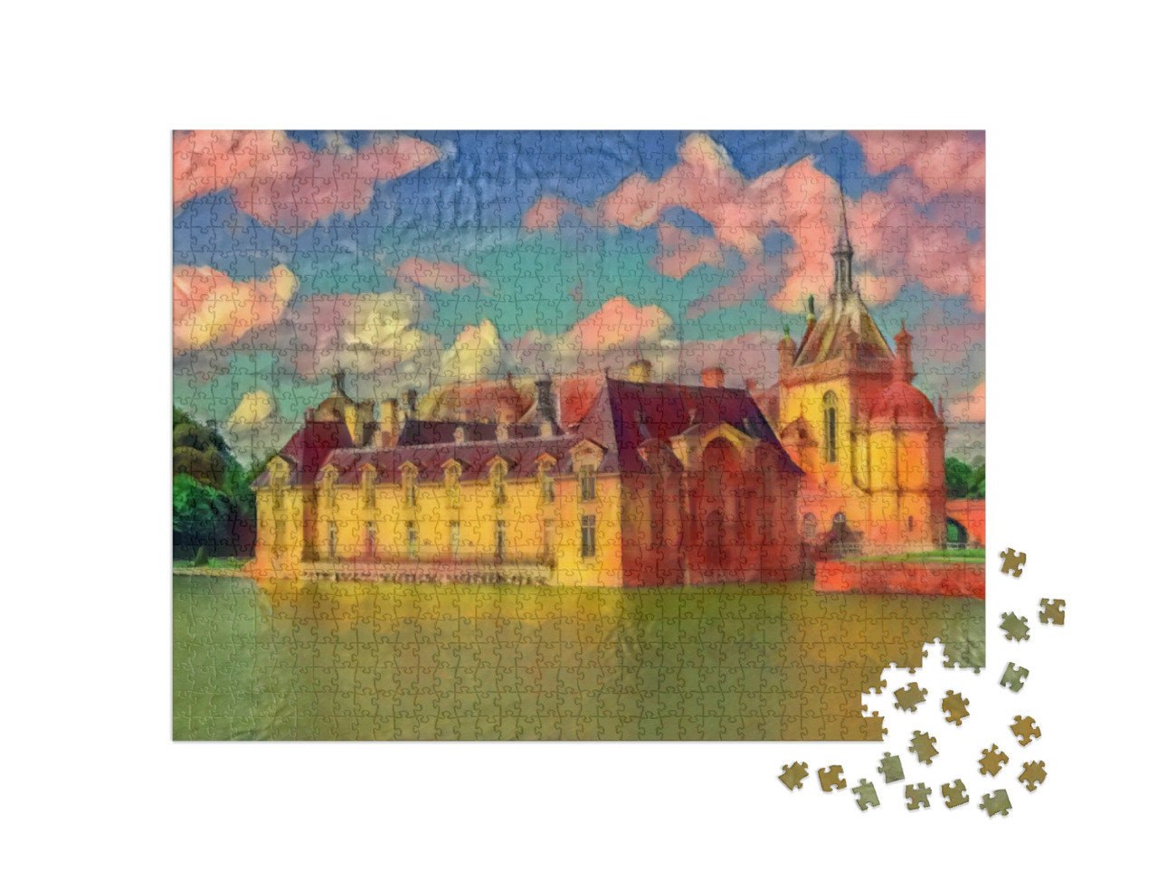 Puzzle 1000 Teile „im Kunst-Stil von Franz Marc - Chateau de Chantilly - Puzzle-Kollektion Künstler & Gemälde“