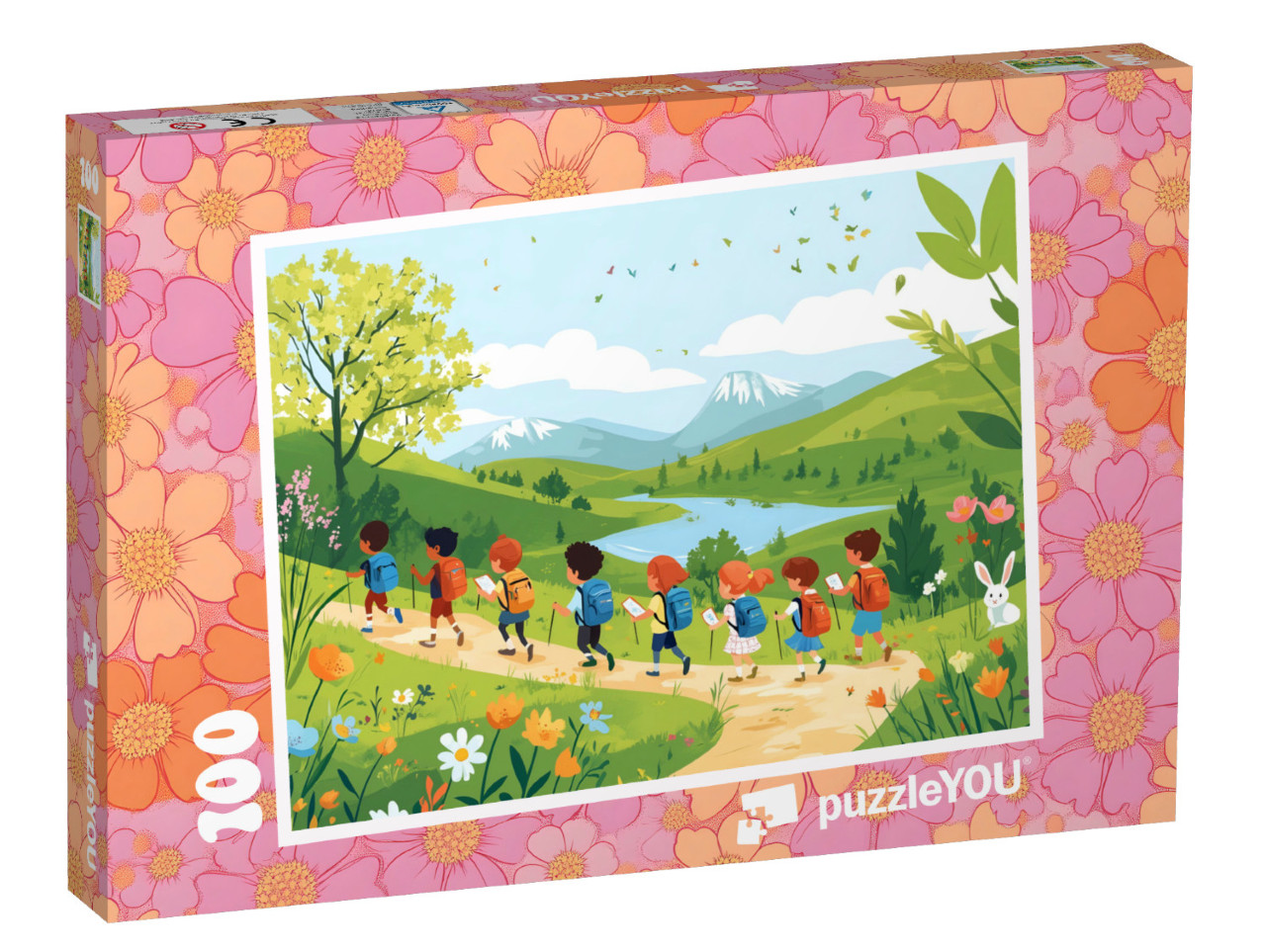 Puzzle 100 Teile „Sonnenschein, Berge und fröhliche Kinder“
