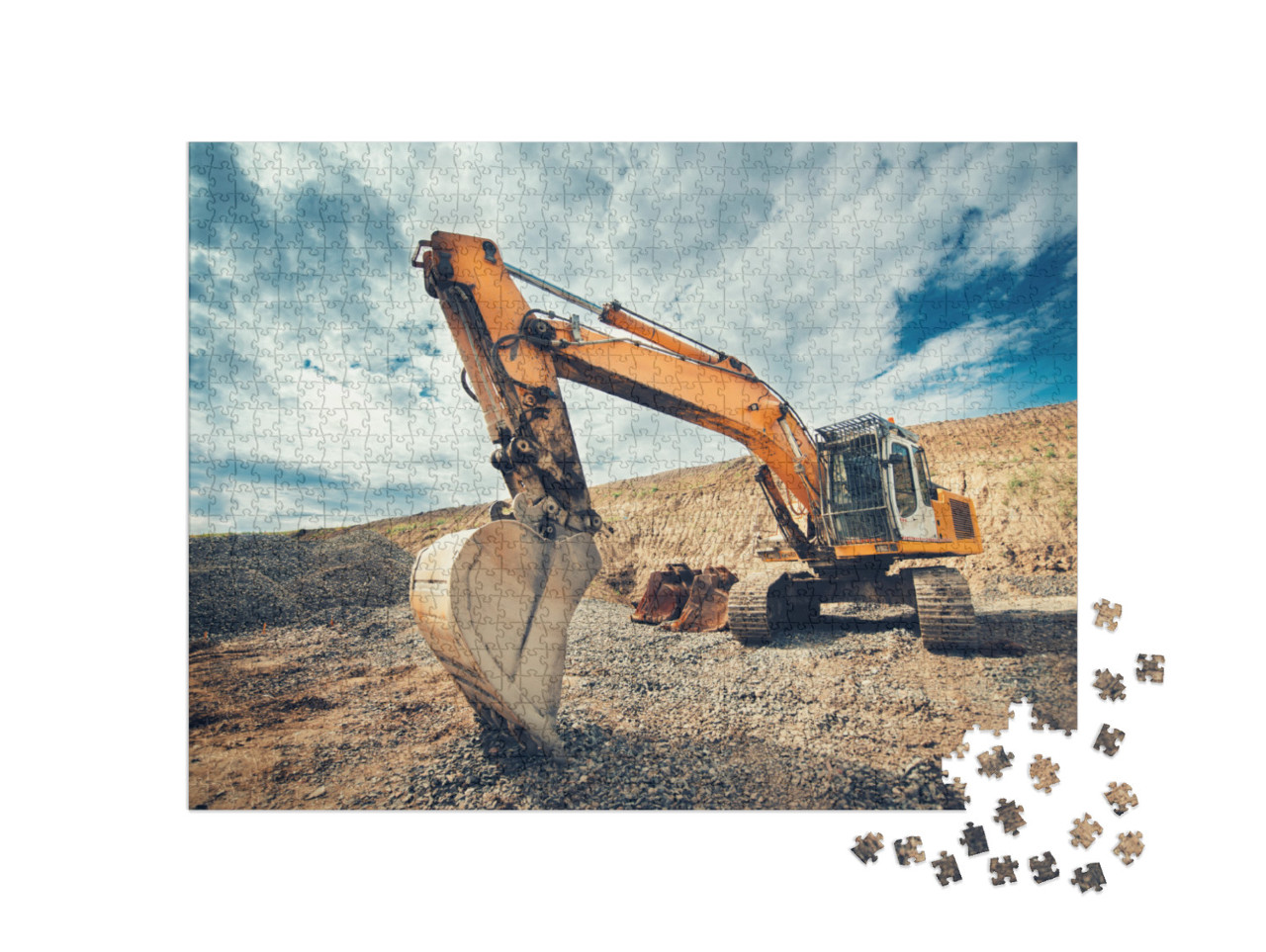 Puzzle 1000 Teile „Nahaufnahme eines Industriebaggers auf einer Baustelle“