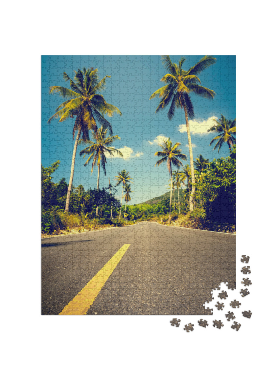 Puzzle 1000 Teile „Mit Palmen gesäumte Straße“