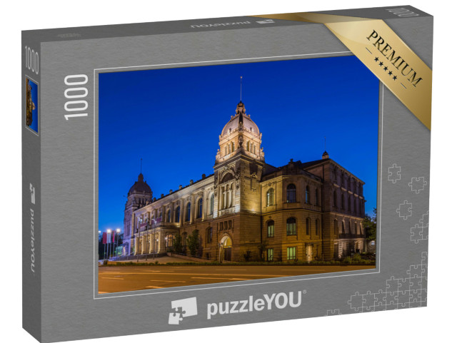 Puzzle 1000 Teile „Historische Stadthalle in Wuppertal bei Nacht“
