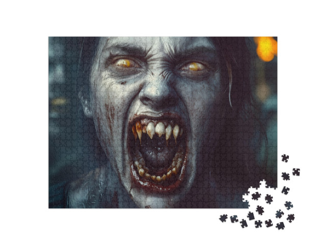 Puzzle 1000 Teile „Zombie mit scharfen Zähnen, Halloween“