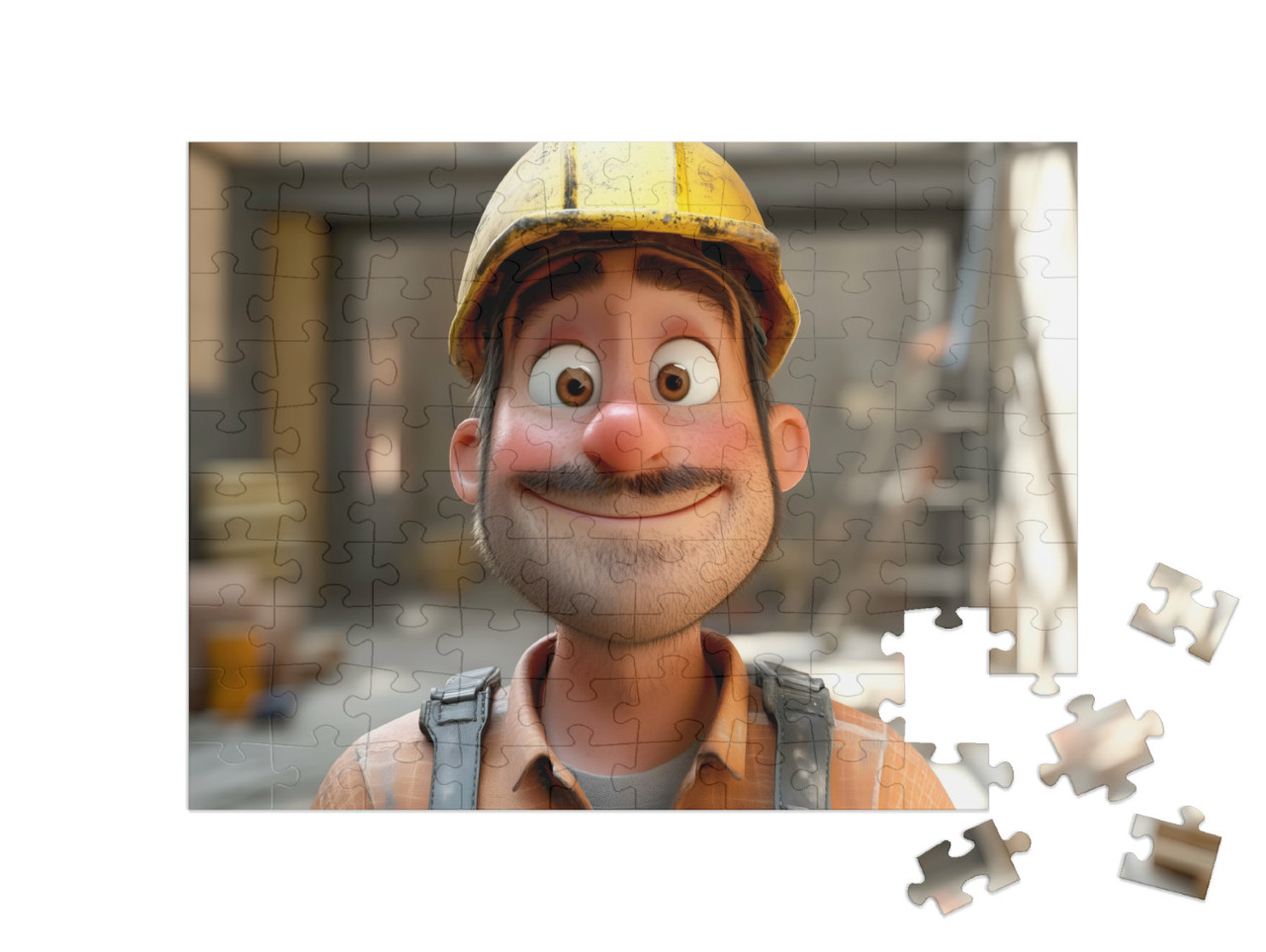 Puzzle 100 Teile „Der freundliche Bauarbeiter mit Helm“