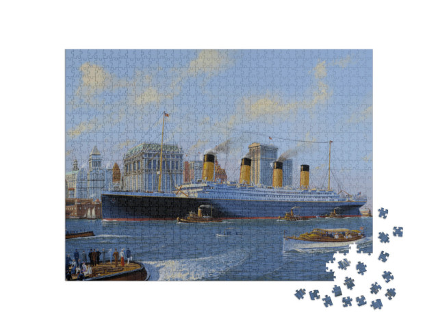 Puzzle 1000 Teile „Titanic passiert Lower Manhattan“