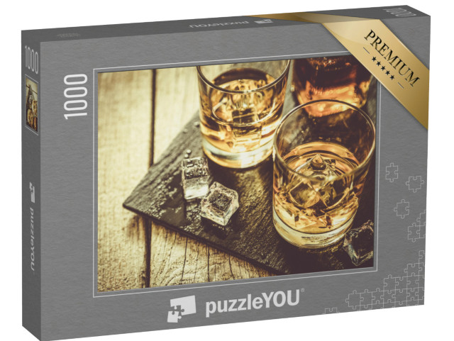 Puzzle 1000 Teile „Gläser voll Whiskey mit Eis“