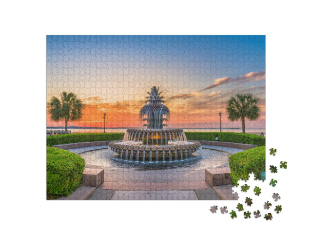 Puzzle 1000 Teile „Waterfront Park: Pineapple Fountain, Charleston, South Carolina, USA“