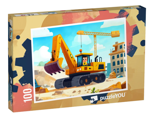 Puzzle 100 Teile „Der Baggerfahrer bei der Arbeit“