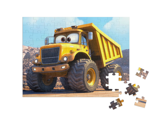 Puzzle 100 Teile „Das schielende Baustellenfahrzeug“