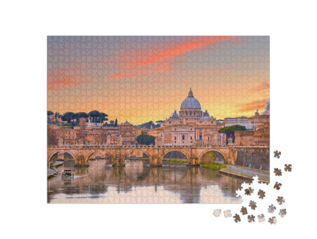 Puzzle 1000 Teile „Petersdom bei Sonnenuntergang, Rom, Italien“