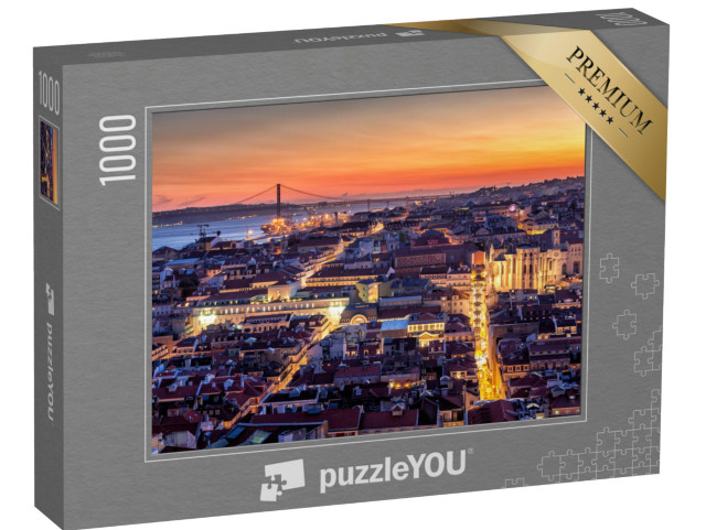 Puzzle 1000 Teile „Lissabon bei Nacht, Portugal“