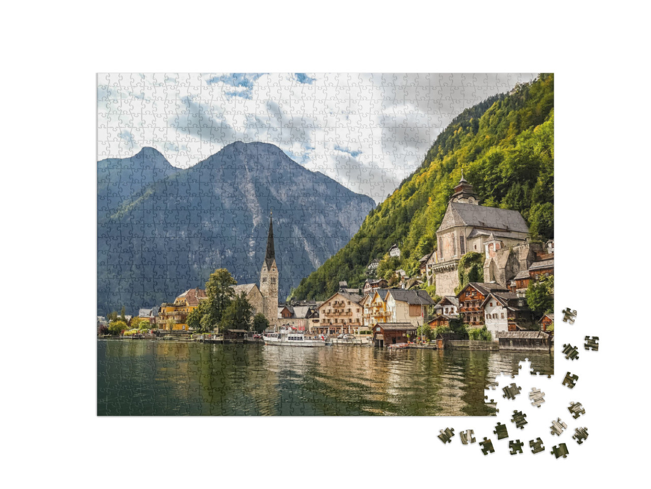 Puzzle 1000 Teile „Schönes Panorama von Hallstadt, Österreich“