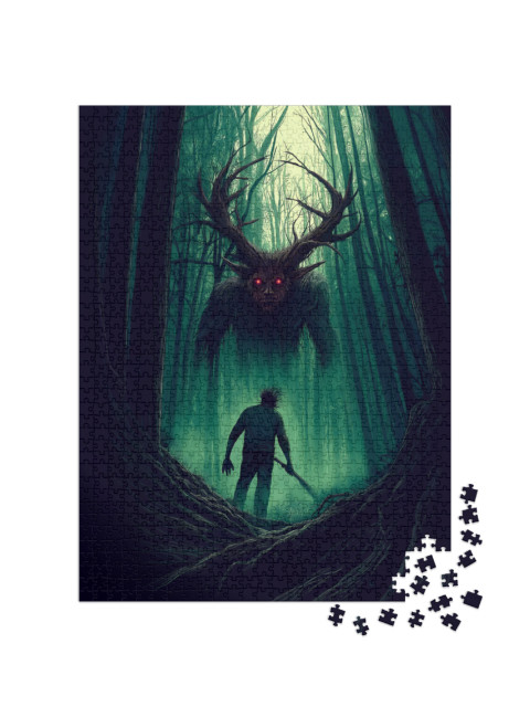 Puzzle 1000 Teile „Wendigo im Spukwald“