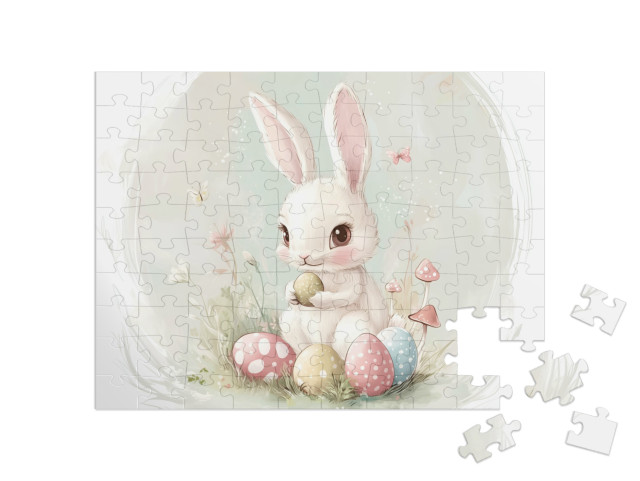 Puzzle 100 Teile „Der kleine Kuschelhase und sein Osterei“
