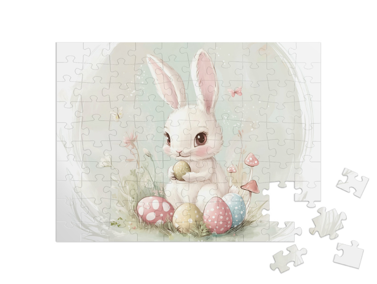 Puzzle 100 Teile „Der kleine Kuschelhase und sein Osterei“