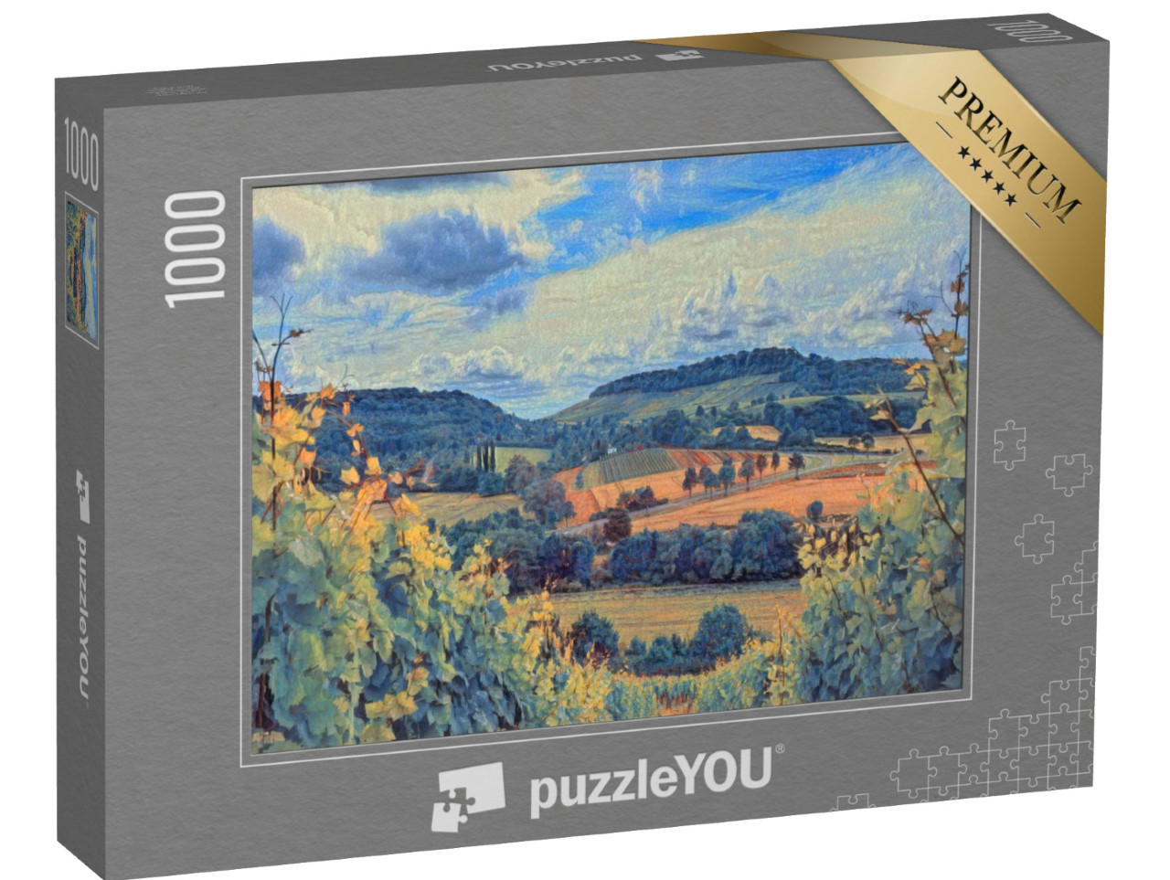 Puzzle 1000 Teile „im Stil von Paul-Cezanne - Weinberge bei Heilbronn, Deutschland - Puzzle-Kollektion Künstler & Gemälde“