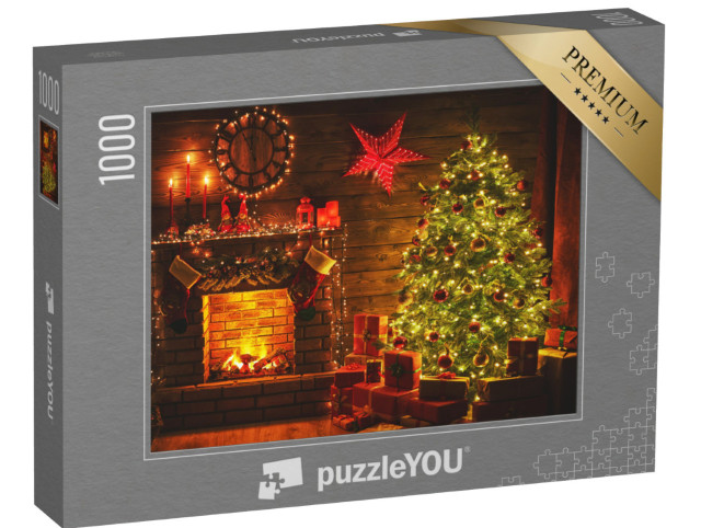 Puzzle 1000 Teile „Kaminfeuer zur Weihnachtszeit“
