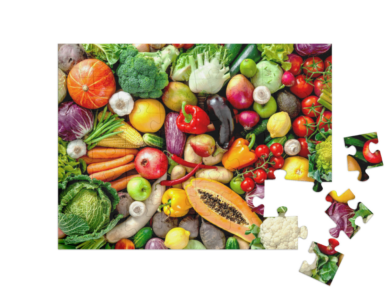 Puzzle 48 Teile „Sortiment von frischem Obst und Gemüse“