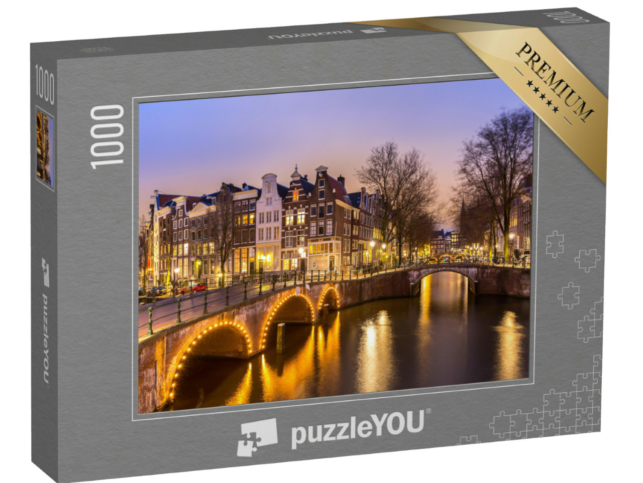 Puzzle 1000 Teile „Abendliche Grachten in Amsterdam, Niederlande“