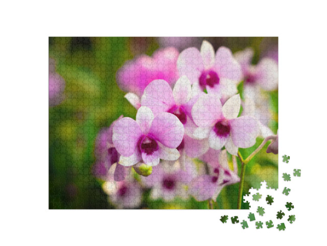Puzzle 1000 Teile „Zweig mit wunderschönen Blüten im Orchideengarten“
