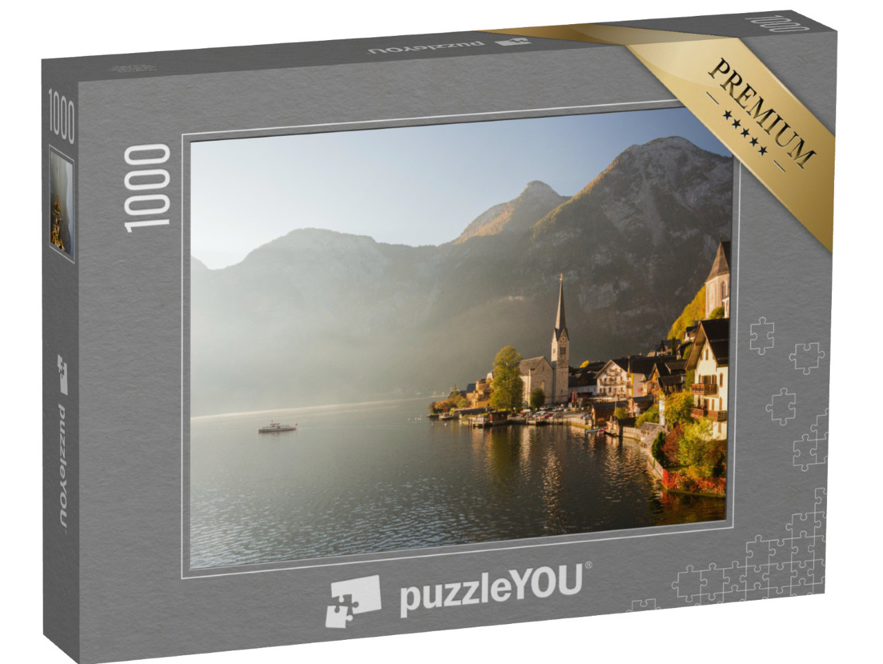 Puzzle 1000 Teile „Malerischer Morgenblick auf den berühmten Bergort Hallstatt, Österreich“