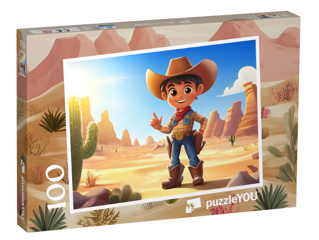 Puzzle 100 Teile „Der schnellste Cowboy im Westen“