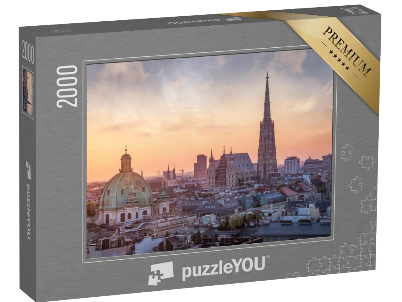 Puzzle 2000 Teile „Wiener Skyline mit Stephansdom, Österreich“
