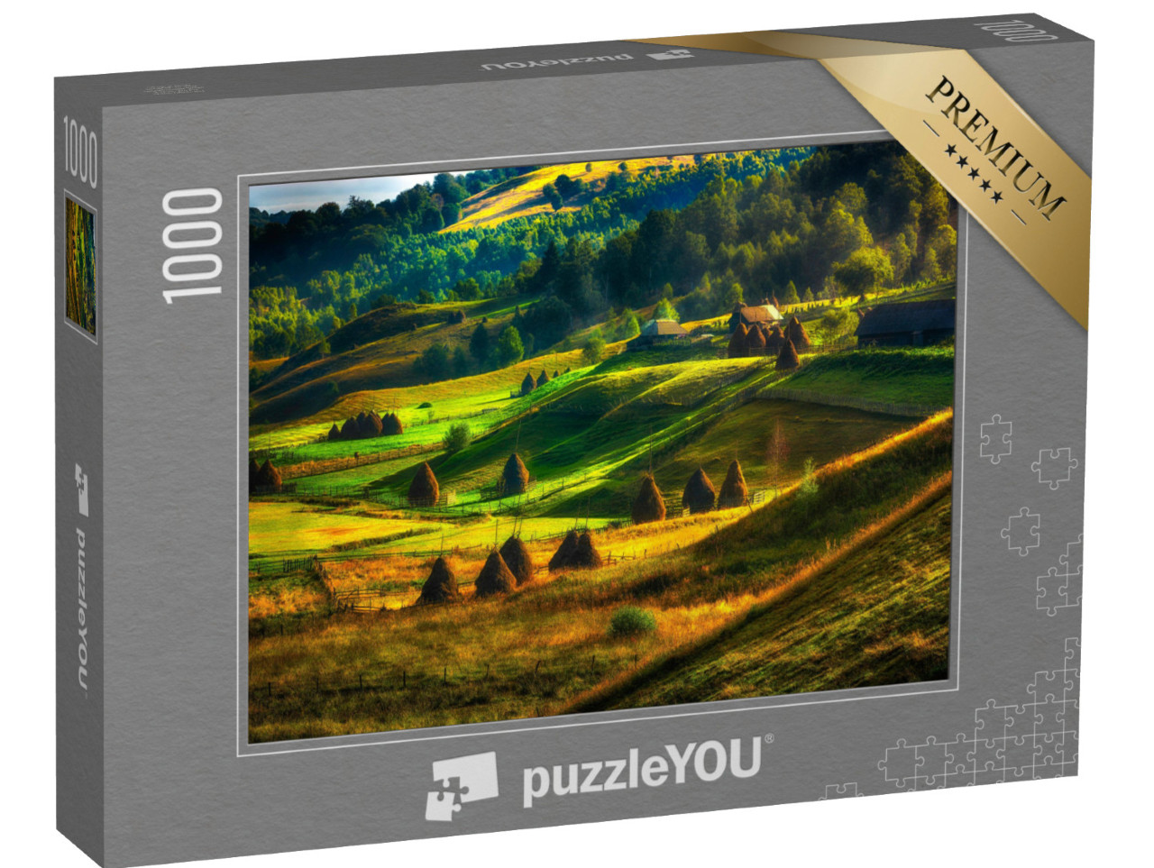 Puzzle 1000 Teile „Berglandschaft mit Herbstmorgennebel, Rumänien“