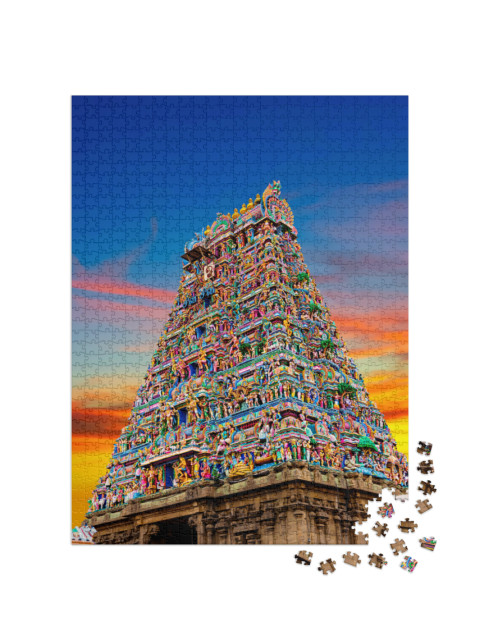 Puzzle 1000 Teile „Blick auf bunte Gopura, Tamil Nadu, Süd-Indien“