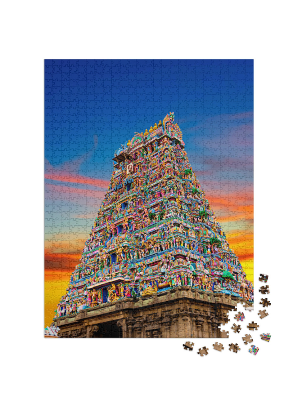 Puzzle 1000 Teile „Blick auf bunte Gopura, Tamil Nadu, Süd-Indien“