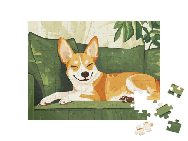 Puzzle 100 Teile „Hundeträume auf der Couch“
