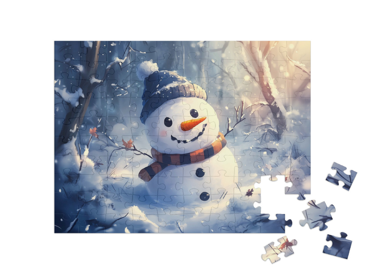 Puzzle 100 Teile „Der schüchterne Schneemann Timmy“