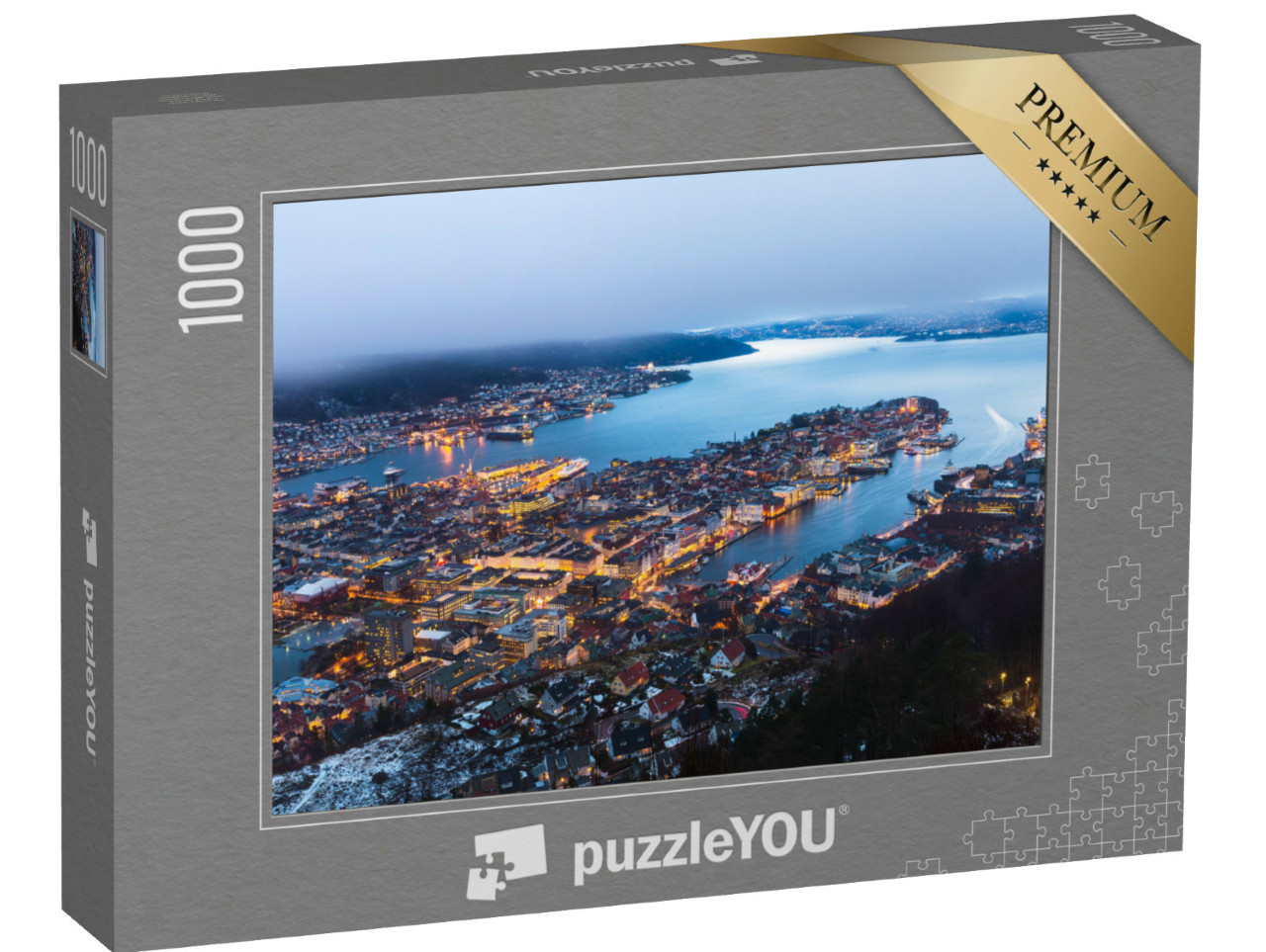 Puzzle 1000 Teile „Blick auf Bergen vom Berggipfel ,Norwegen“