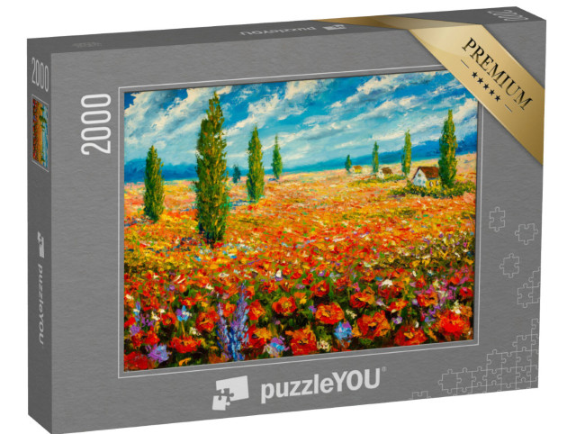 Puzzle 2000 Teile „Ölgemälde einer Blumenwiese von Claude Monet“