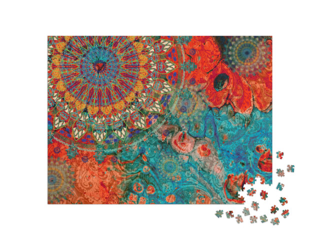 Puzzle 1000 Teile „Mandala-Vintage-Kunst in altem indischen und vedischen Design“