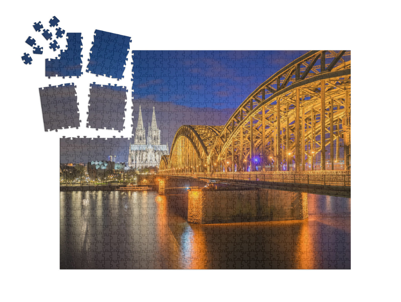 Puzzle „Nachtansicht des Kölner Doms in Köln, Deutschland“ | SMART SORTED® 1000 Teile