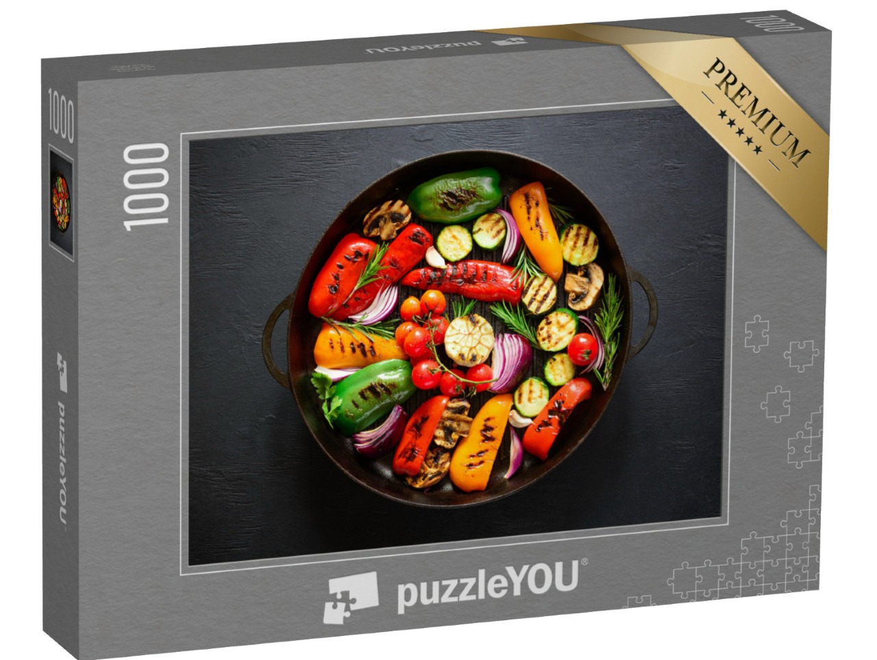 Puzzle 1000 Teile „Gegrilltes Gemüse in einer gusseisernen Pfanne“