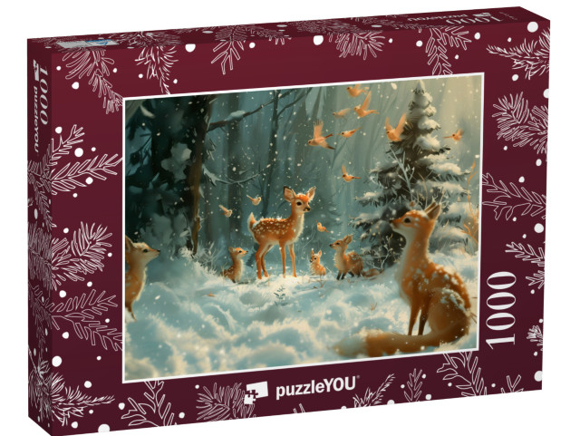 Puzzle 1000 Teile „Weihnachtsmagie in der Tierwelt“