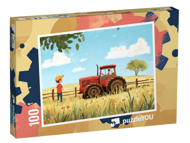 Puzzle 100 Teile „Bulldog und der freundliche Bauer“