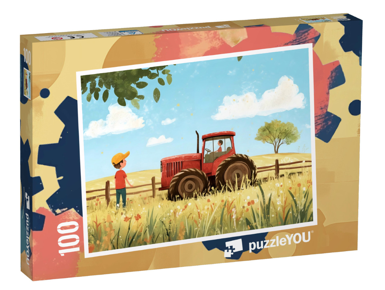 Puzzle 100 Teile „Bulldog und der freundliche Bauer“