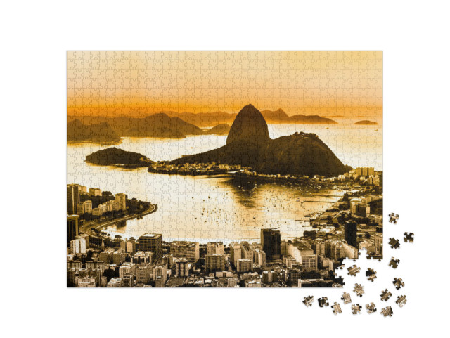 Puzzle 1000 Teile „Zuckerhut und Botafogo Strand in Rio de Janeiro, Brasilien“