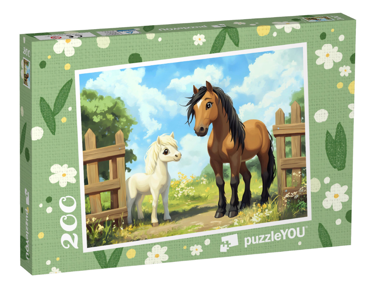 Puzzle 200 Teile „Pferdemutter mit ihrem Fohlen“