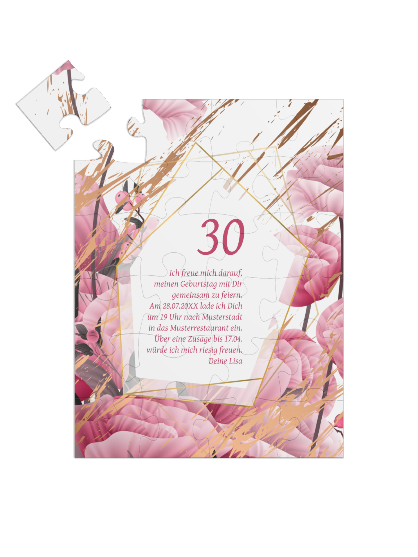"Floral 30" in Hochformat pastellpink