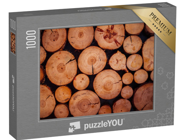 Puzzle 1000 Teile „Holzabschnitt mit Rissen und Jahresringen“