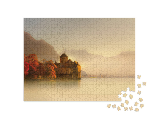 Puzzle 1000 Teile „Schloss Chillon am Genfer See, Montreux, Schweiz“