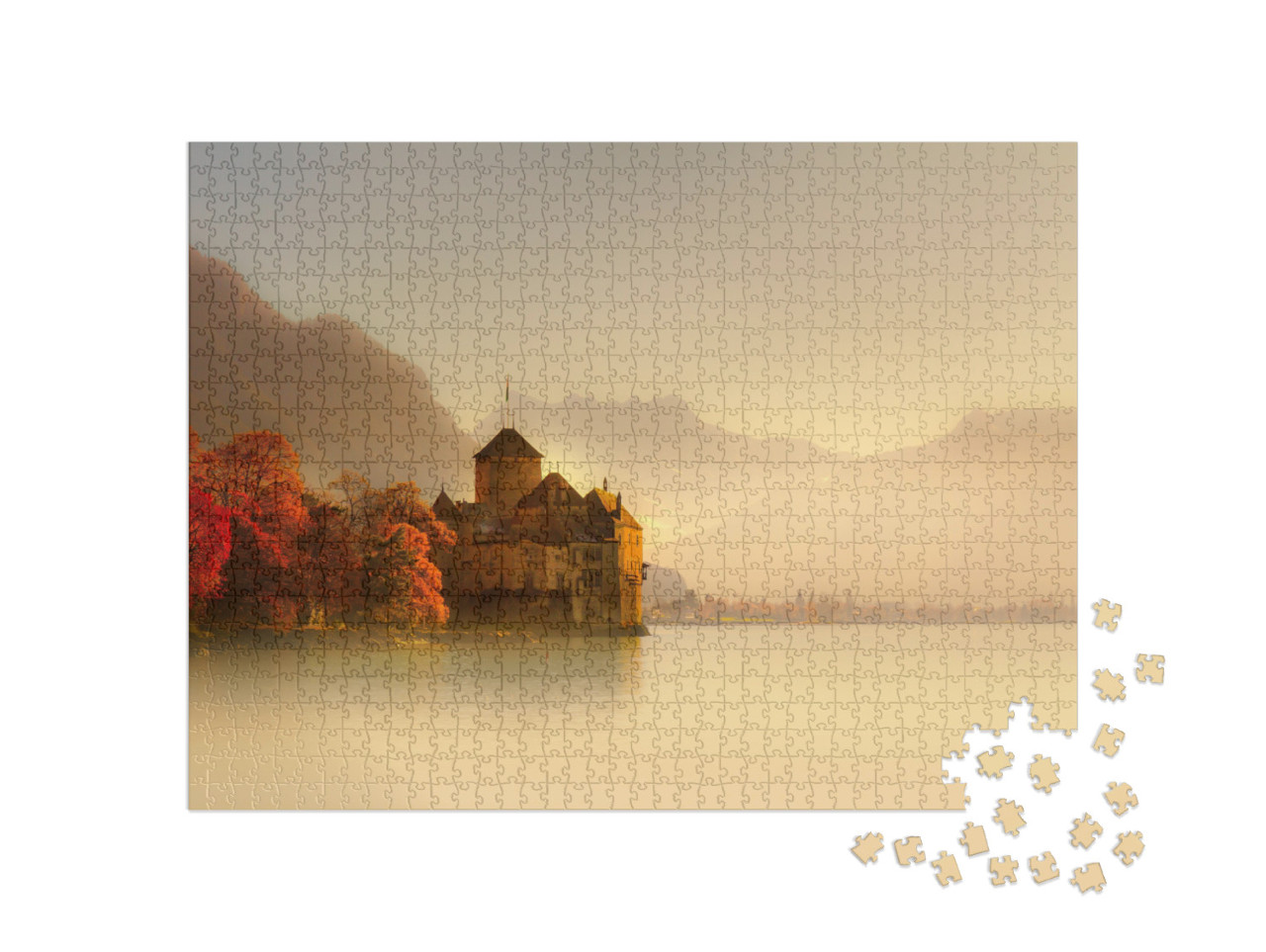 Puzzle 1000 Teile „Schloss Chillon am Genfer See, Montreux, Schweiz“