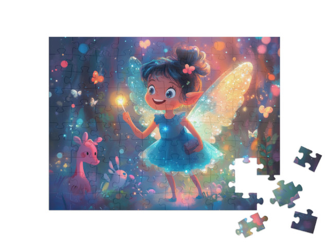 Puzzle 100 Teile „Eine Fee in ihrer Glitzerwelt“