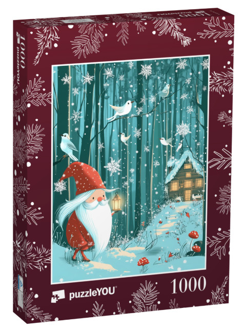 Puzzle 1000 Teile „Wichtel im Winterwunderland“